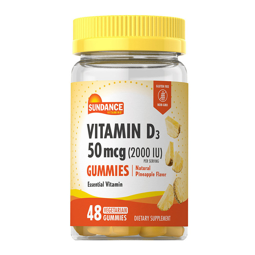 Sundance Vitamins Vitamin D3 Vegetarian Gummies, Natural Pineapple Flavor, 48 Ea