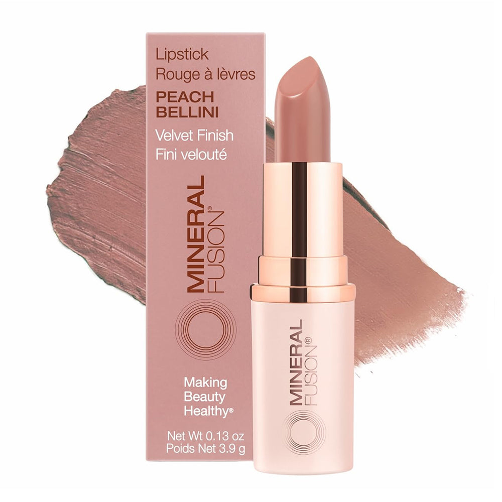 Mineral Fusion Peach Bellini Lip Stick Smooth onto Lips Luxurious Hydration and Radiant Color 0.13Oz (3.9g)