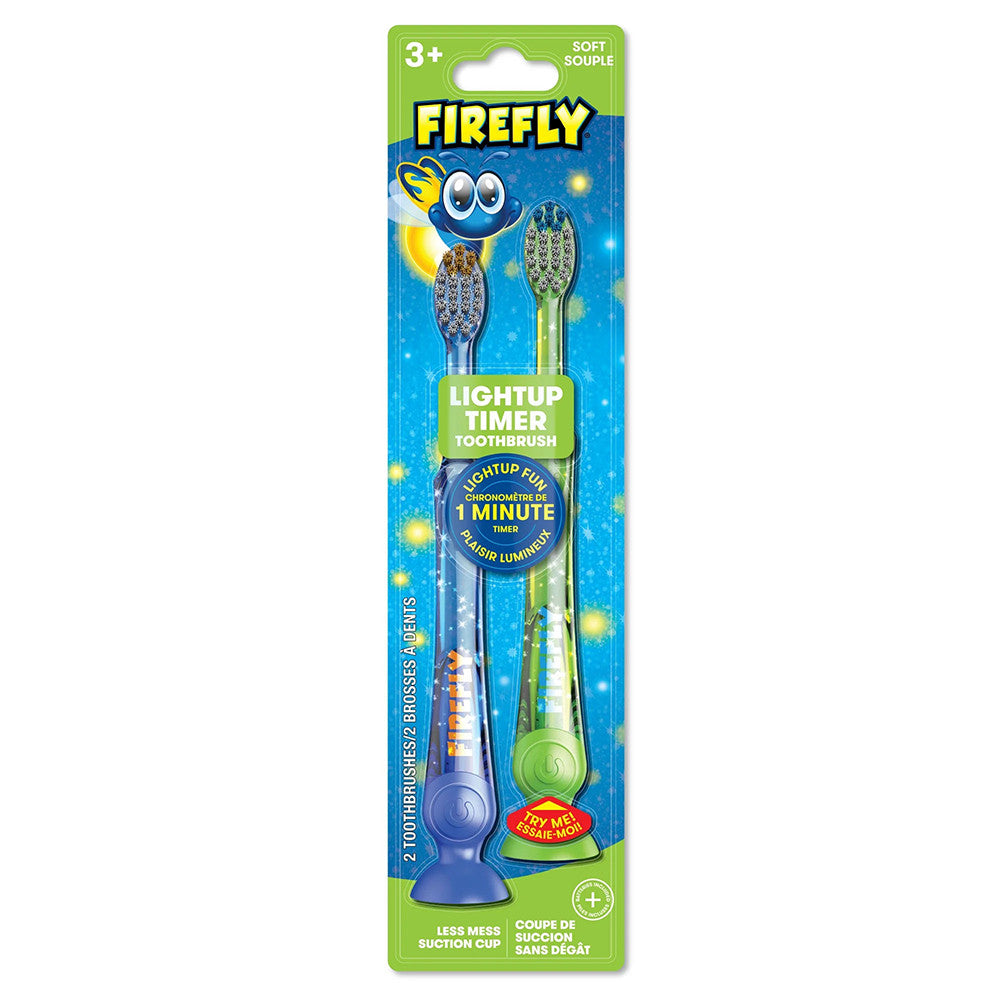 Firefly Kids Light-Up Timer Toothbrush, Soft, Assorted, 2 Ea