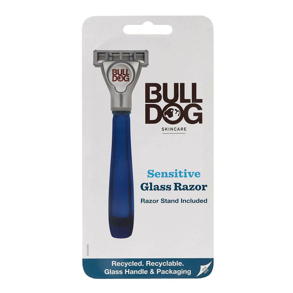 Bulldog Mens Skincare Sensitive Glass Handle Razor with Razor Stand 1Ea