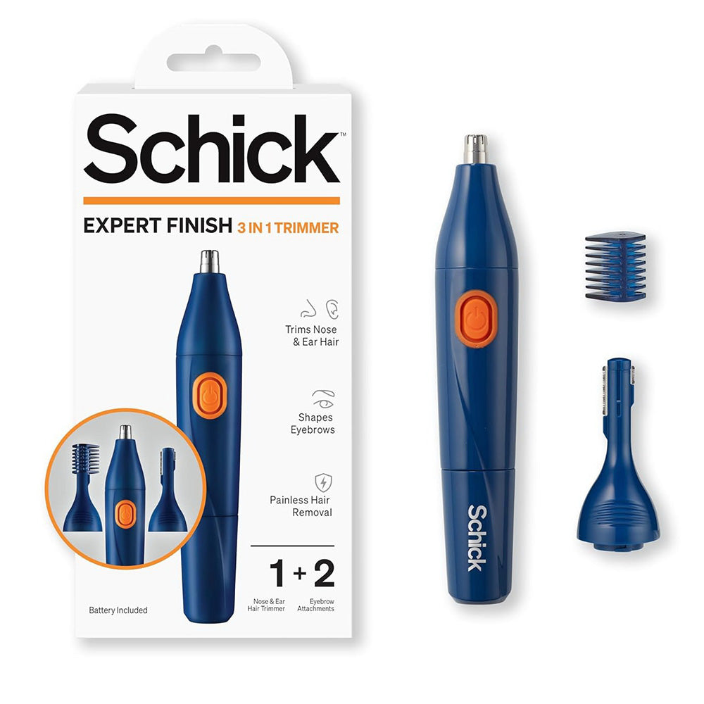 Schick Expert Finish 3 in 1 Trimmer Nose and Ear Trimmer and Eyebrow Trimmer for Men 1Ea