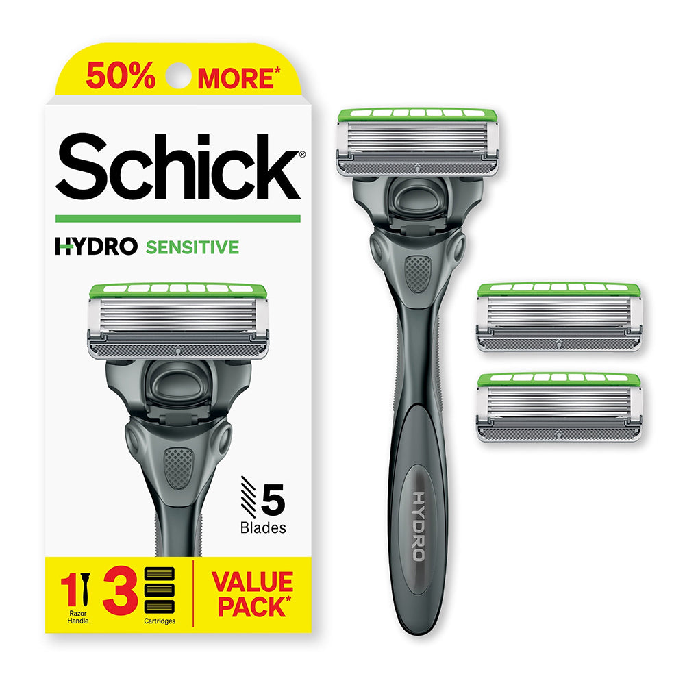 Schick Hydro 5 Mens Sensitive Razor Kit 1 Handle and 3 Refills for Smooth Shaving and Skin Protection 1Ea