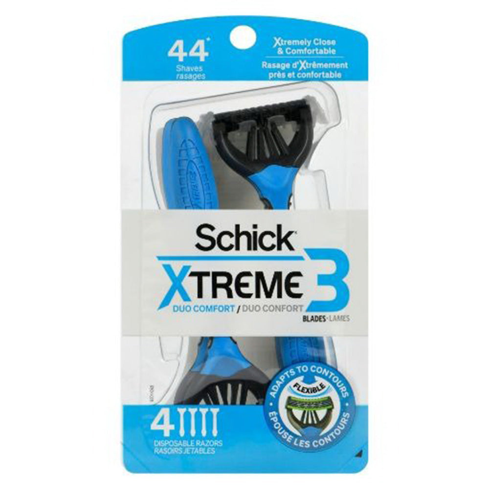 Schick Xtreme 3 Duo Comfort Disposable Manual Razors for Men 4Ea