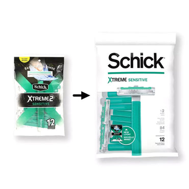Schick Xtreme 2 Sensitive Disposable Razors for Men, 12 Ct