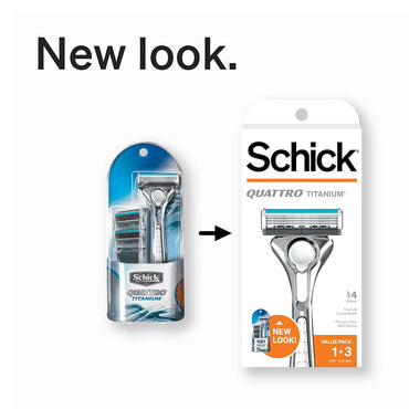Schick Quattro Titanium Mens Razor 1 Razor Handle and 3 Refills
