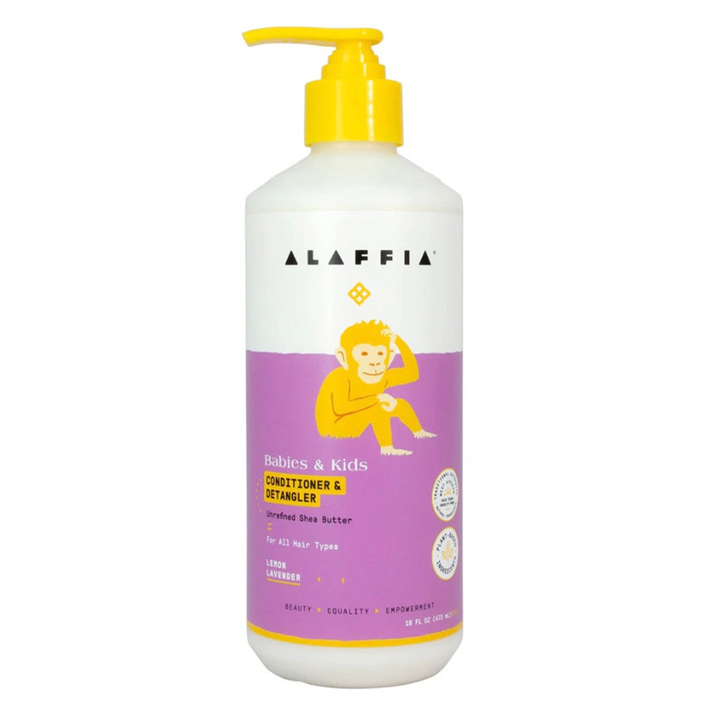 Alaffia Kids Hair Conditioner and Detangler Lemon Lavender for Gentle Hair Care 16Oz (473ml)