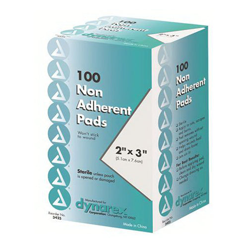 Sterile Non-Adherent Pads, Size 2 X 3 Inches - 100 Ea