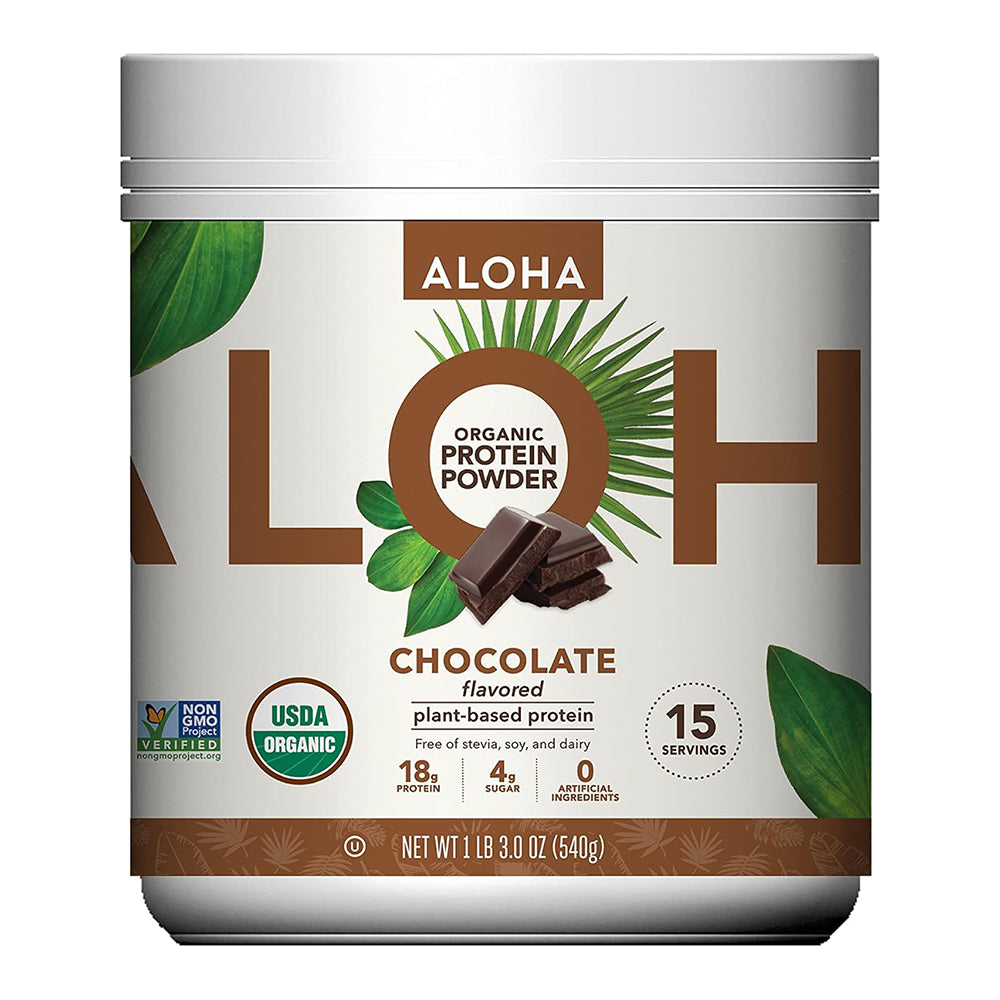 Aloha Plant Based Protein Powder Chocolate for Muscle Recovery and Energy Support 19Oz (540g)