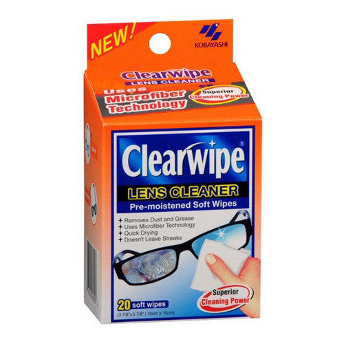 Clearwipe Lens Cleaner Pre Moistened Soft Wipes, 20 Ea
