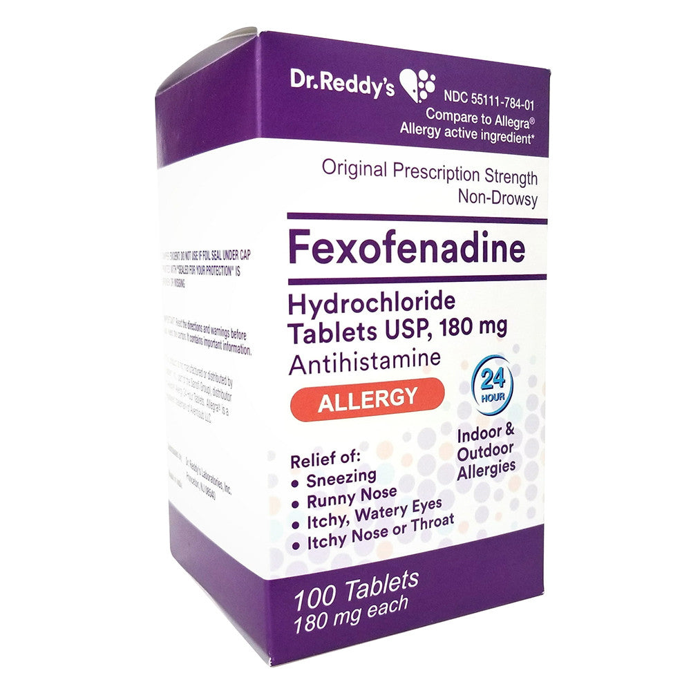 Dr Reddys Fexofenadine Hydrochloride Allergy 180 Mg Antihistamine Tablets, 100 Ea