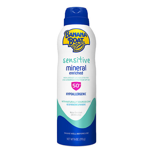 Banana Boat Sensitive Mineral Enriched Sunscreen Spray SPF 50+, 6 Oz