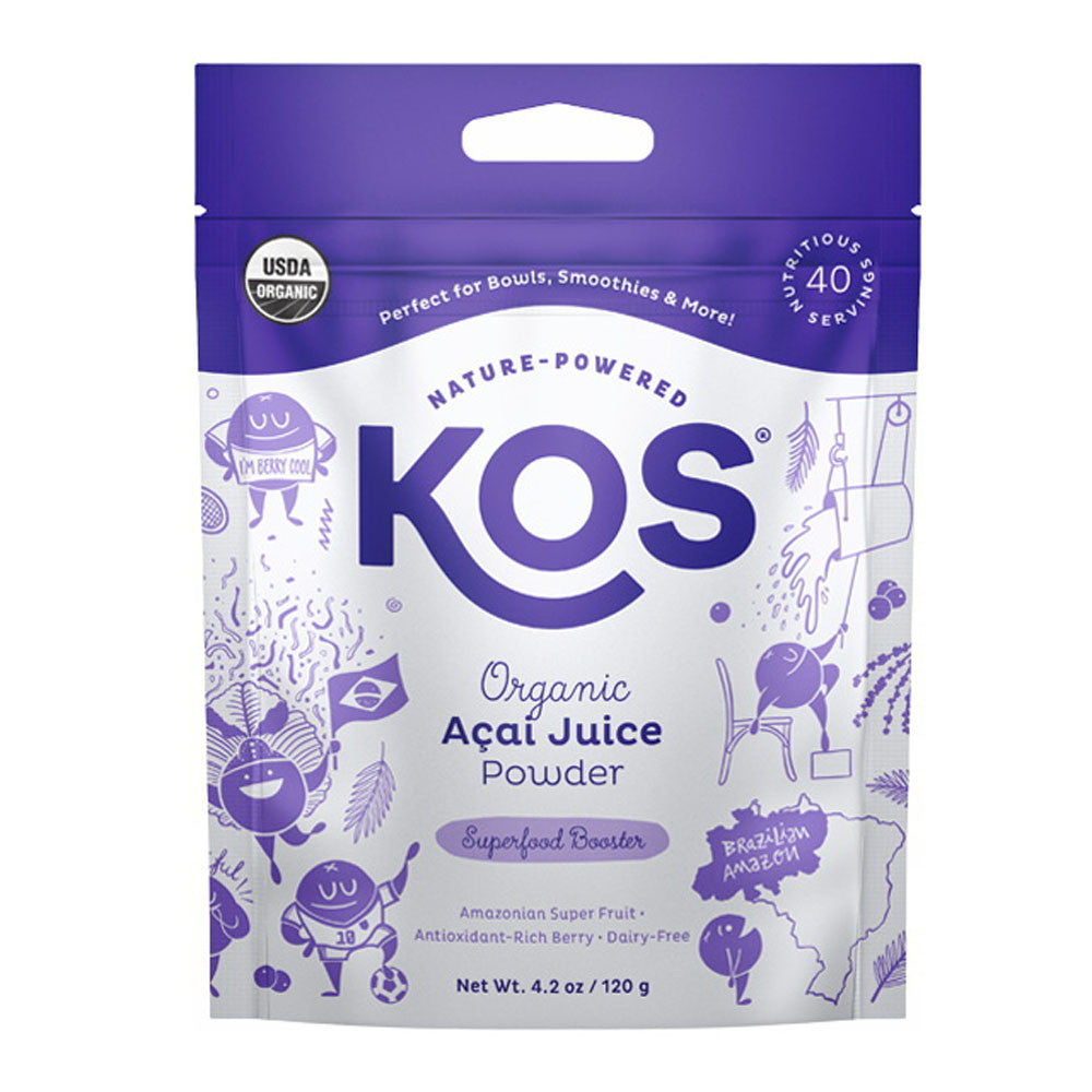 Kos USDA Organic Acai Powder, Unsweetened Superfood, 4.2 Oz