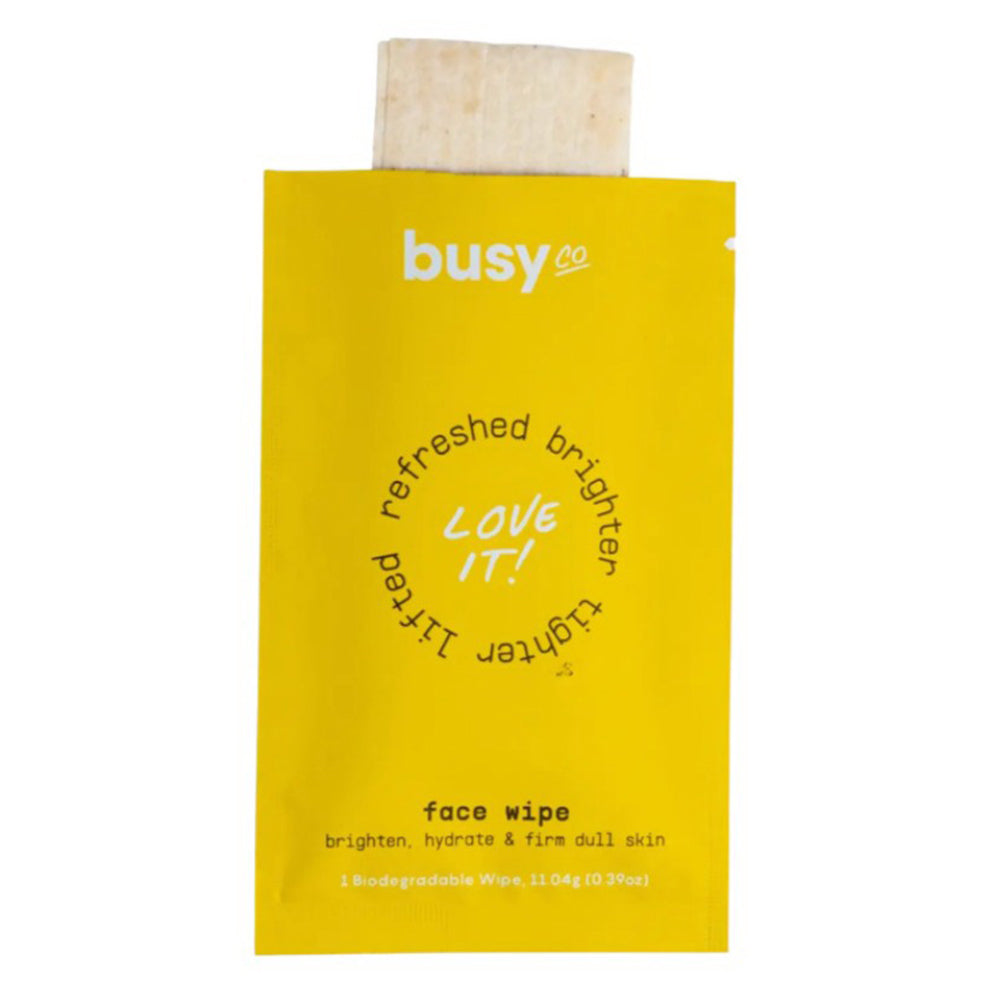 Busy Co Glow Face Wipes for Brightening and Hydrating Skin 0.39Oz (11.04g) 15Ea