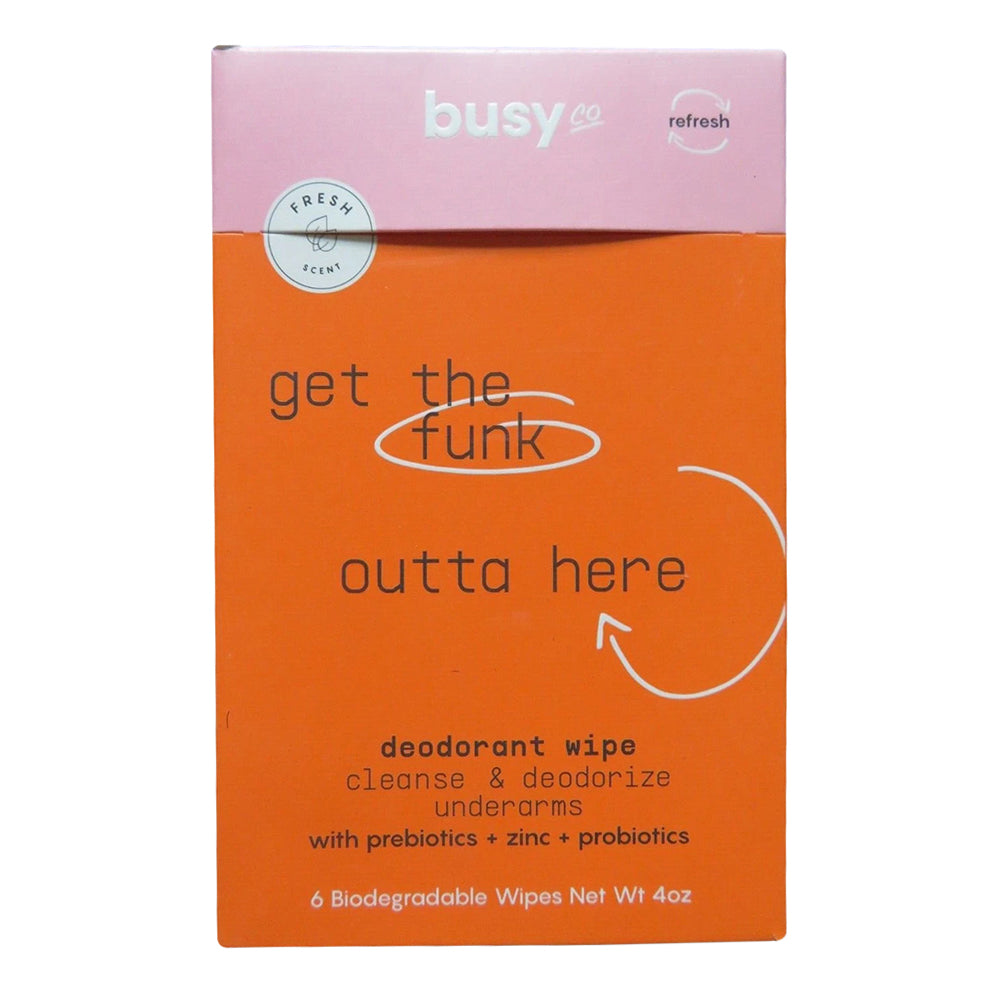 Busy Co Refresh Deodorant Wipes Cleanse and Deodorize Underarms Stop Odor 6Ea