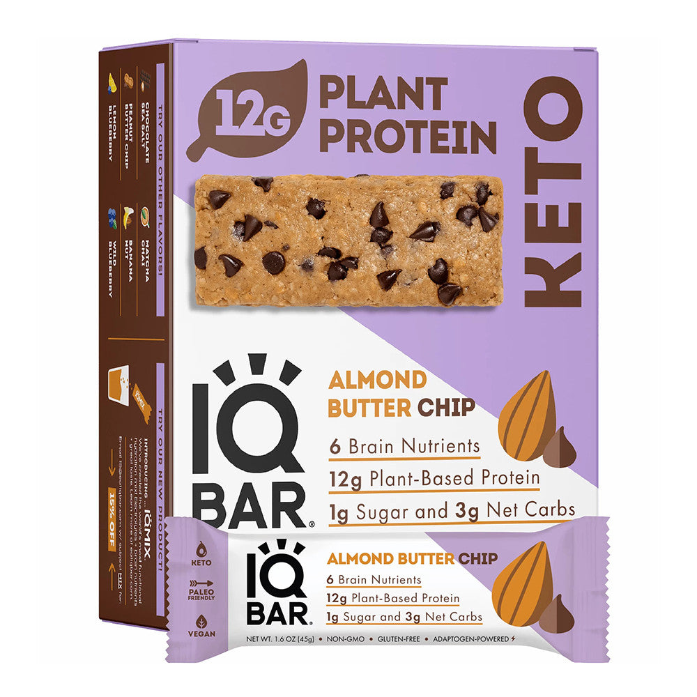 Iqbar Almond Butter Chip Bars, 12 Ea