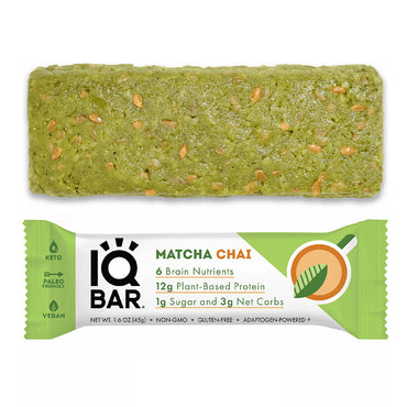 IQ Bar Matcha Chai Keto Protein Bars, 1.6 Oz, 12 Ea
