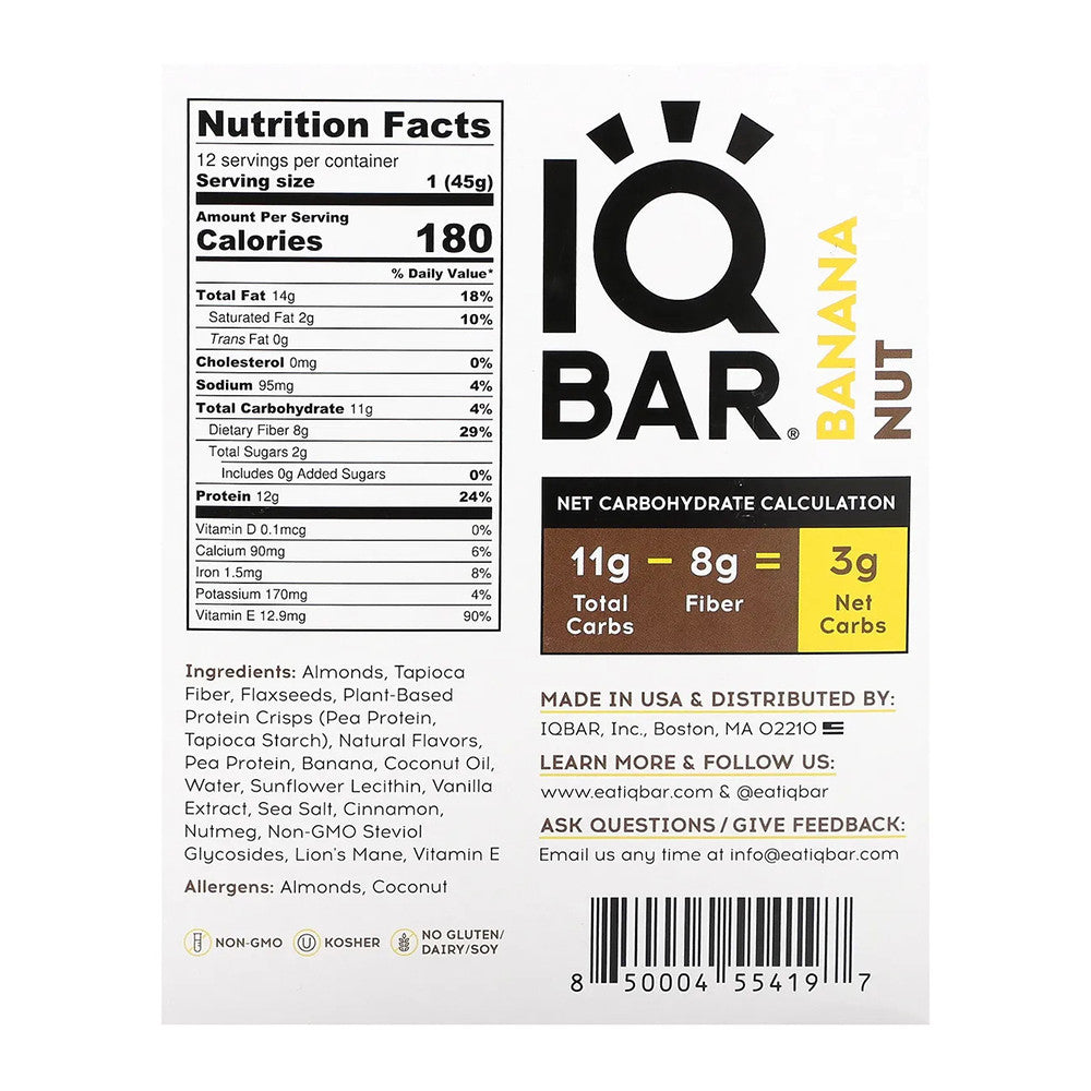 Iqbar Banana Nut Bars, 12 Ea