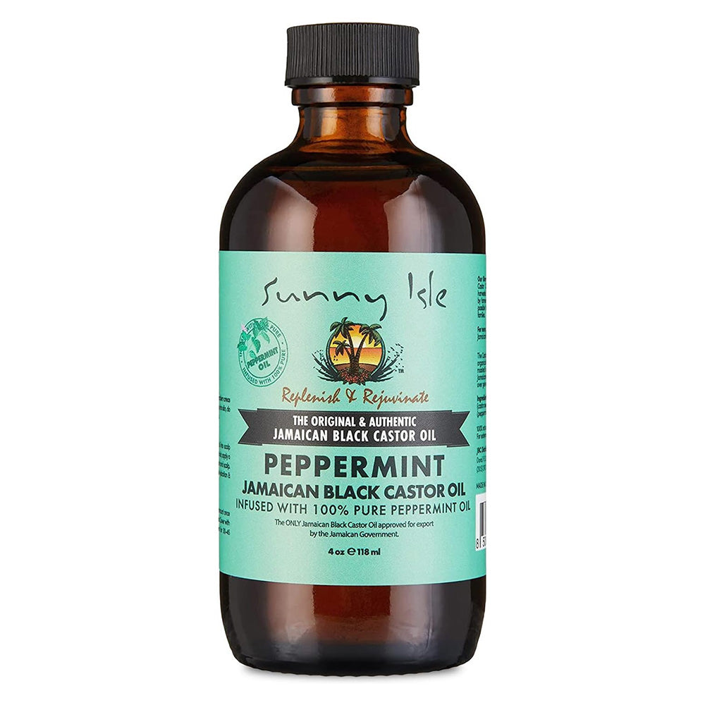 Sunny Isle Jamaican Black Castor Oil with Peppermint for Healthy Hair Growth 4Oz (118ml)