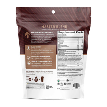 Om Mushroom Superfood Master Blend Plant Based Protein Powder, Creamy Chocolate, 19.26 Oz