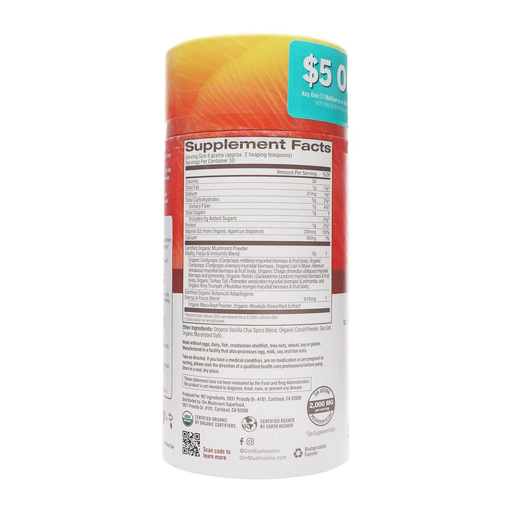 Om Mushroom Superfood Mushroom Morning Energy Blend Powder, 8.47 Oz