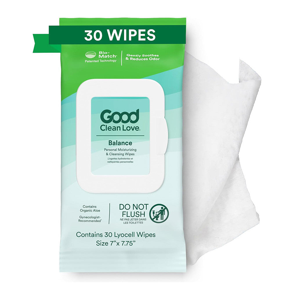 Good Clean Love Rebalance Personal Moisturizing and Cleansing Wipes, 30 Ea