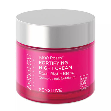 Andalou Naturals 1000 Roses Fortifying Night Cream, Sensitive Skin, 1.7 Oz