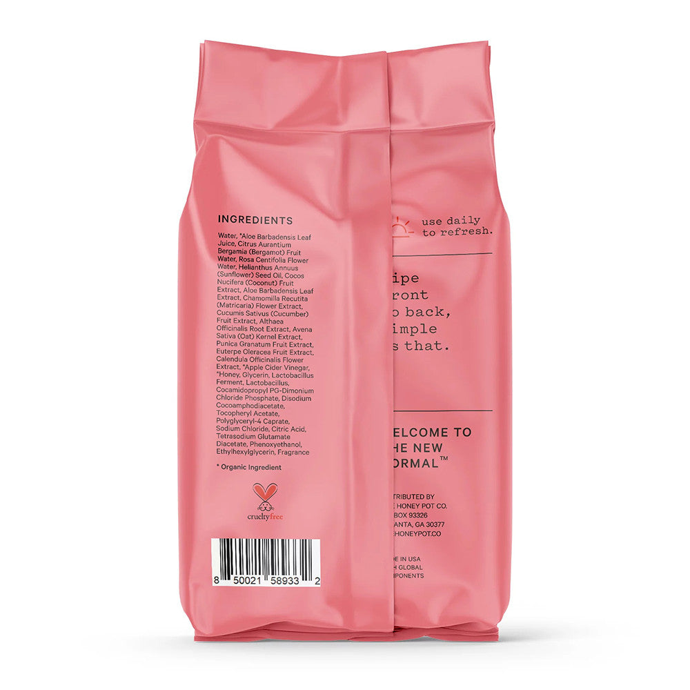 The Honey Pot Bergamot Rose Feminine Care Wipes, 30 Ea