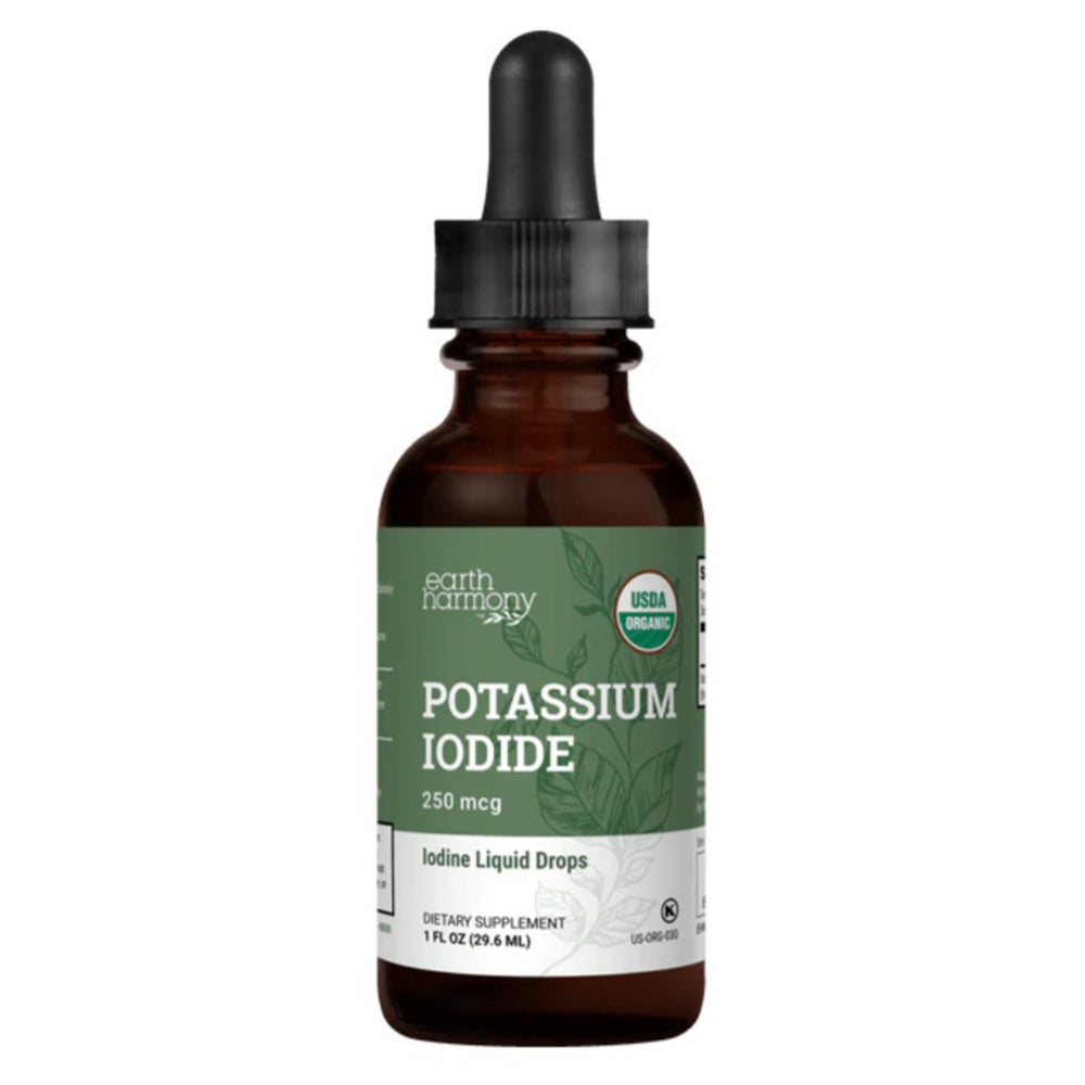 Earth Harmony Potassium Iodide Iodine Liquid Drops for Thyroid Support and Electrolyte Balance 1Oz (29.6ml)