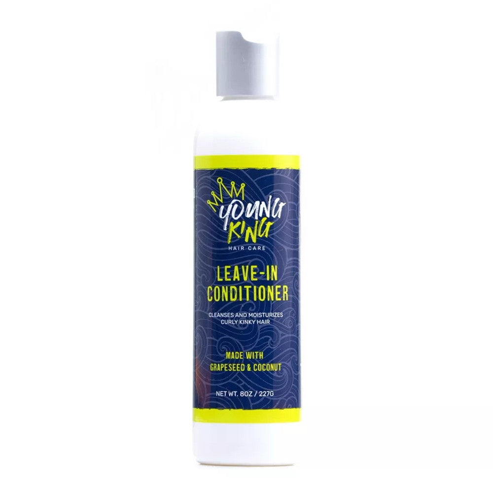 Young King Leave In Moisturizing Conditioner for Curly Hair, Grapeseed and Coconut, 8 Oz
