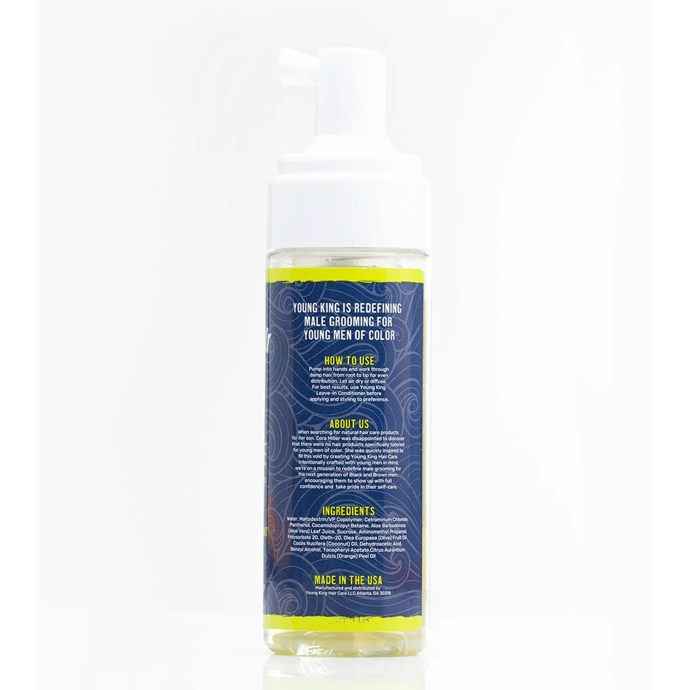 Young King Hair Mousse, Volumize and Define Curly Hair, Aloevera and Coconut, 6 Oz