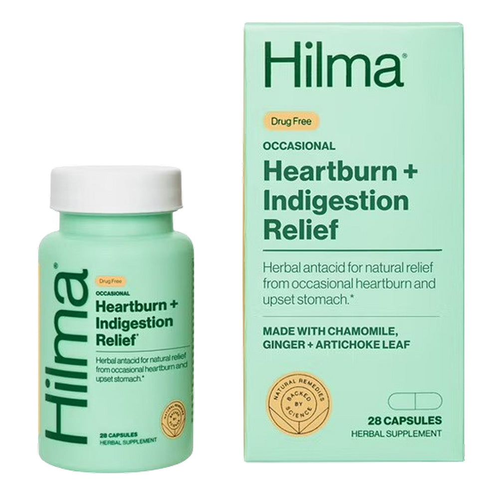 Hilma Occasional Heartburn and Indigestion Relief Herbal Antacid for Natural Relief Capsules 28Ea