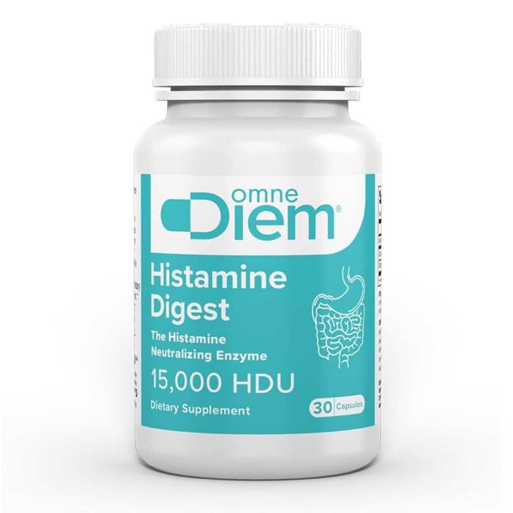 OmneDiem Histamine Digest DAO 15000 HDU Histamine Neutralizing Enzyme Capsules Helps Defend Against Digestive Sensitivity 30Ea