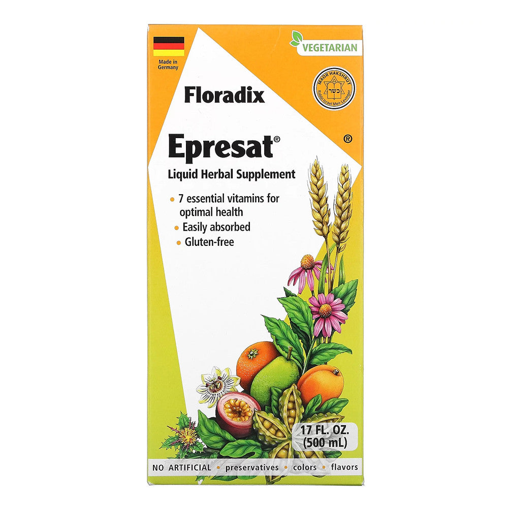 Floradix Epresat Vegetarian Liquid Multivitamin for Optimal Health, 17 Oz