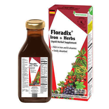 Floradix Floravital Iron and Herbs Liquid Vegetarian Supplement, Support Energy, 8.5 Oz