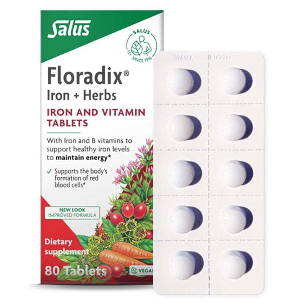 Floradix Iron Herbs Iron and Vitamin Vegan Tablets 80Ea