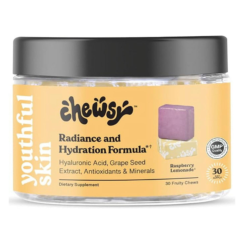 Chewsy Youthful Skin, Radiance & Hydration Formula, Raspberry Lemonade Fruity Chews, 30 Ea