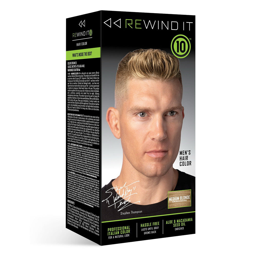 Rewind It 10 Medium Blonde Mens Hair Color with Aloe Oil 1Ea