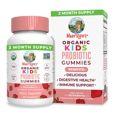 MaryRuths Kids Organic Probiotic Gummies, Strawberry, 60 Ea
