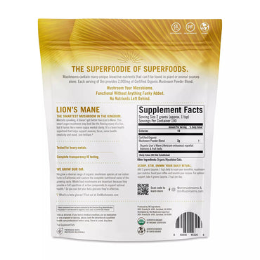 Om Organic Mushroom Superfood Powder, Lions Mane Support Memory, 7.05 Oz