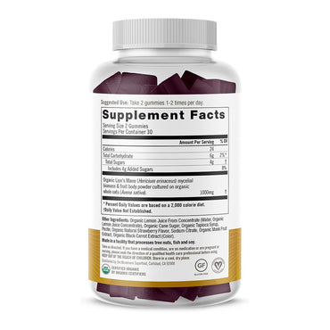 Om Mushroom Superfood Lions Mane Mushroom Gummies, Support Memory, 60 Ea