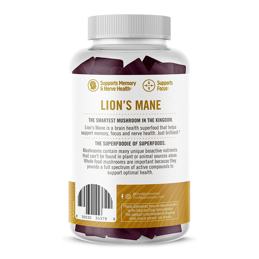 Om Mushroom Superfood Lions Mane Mushroom Gummies, Support Memory, 60 Ea