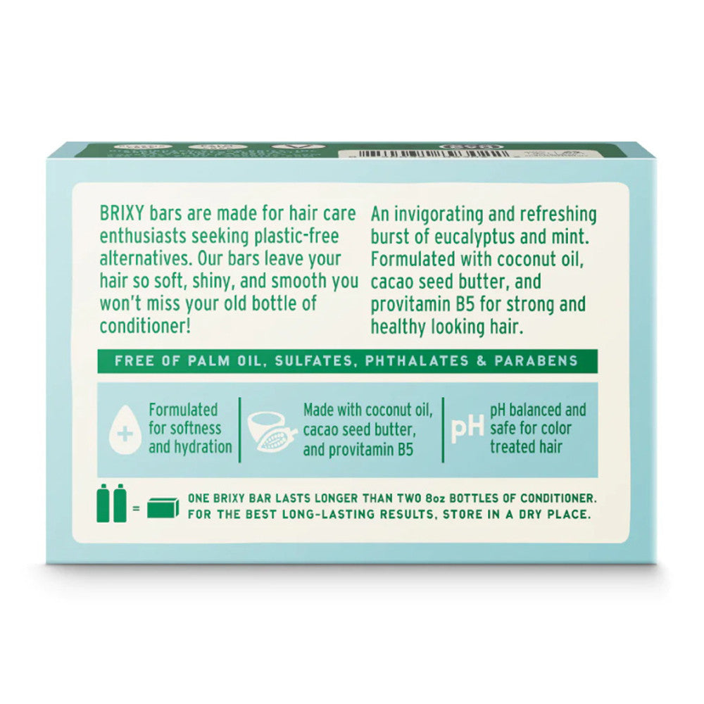 Brixy Conditioner Bar for Hair, Mint Eucalyptus, 4 Oz