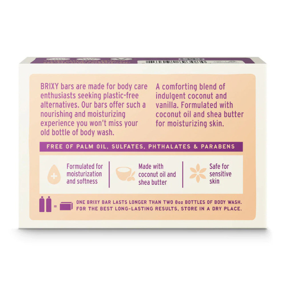 Brixy Body Wash Bar, Coconut Vanilla, 4 Oz