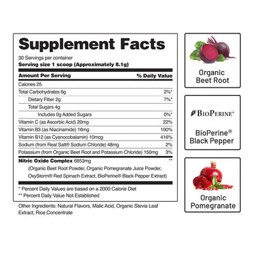 Snap Nitric Oxide Organic Beets for Heart Health, Cherry Lime, 8.8 Oz