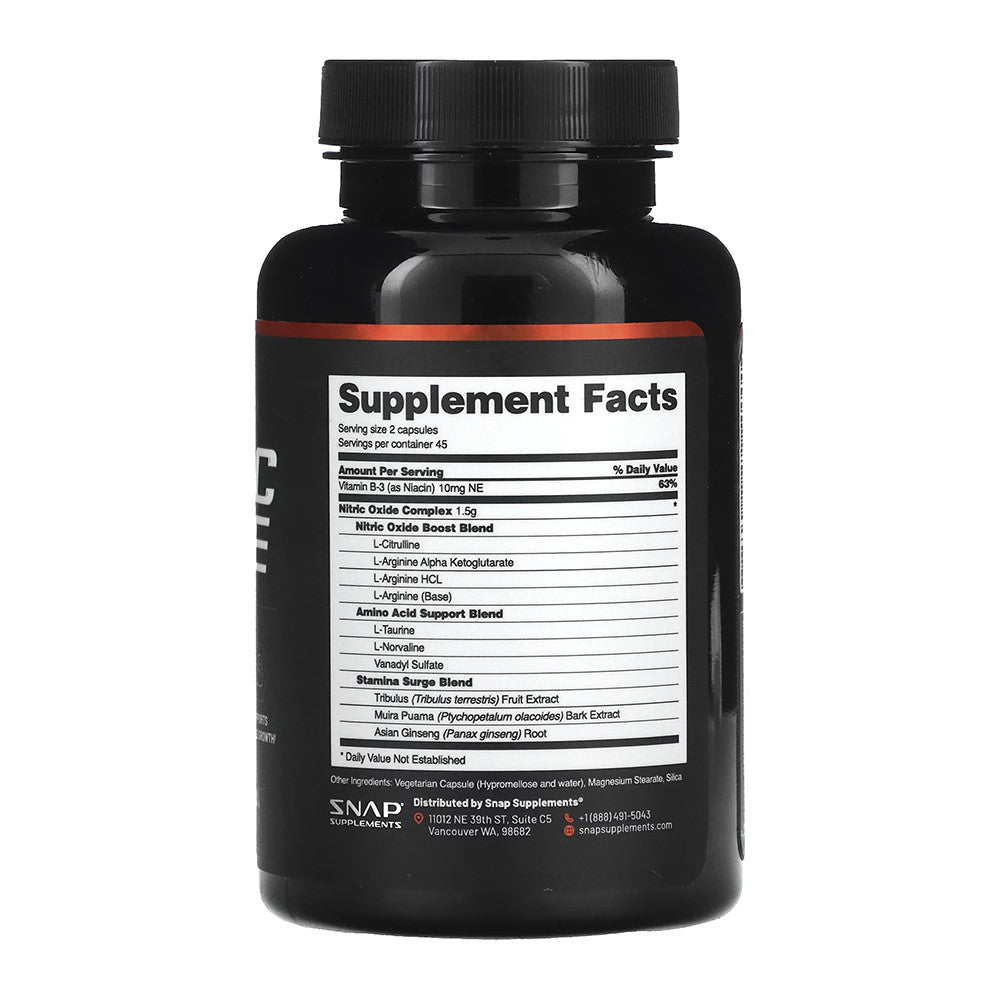 Snap Nitric Oxide Booster Capsules, Improve Blood Flow and Circulation, 90 Ea