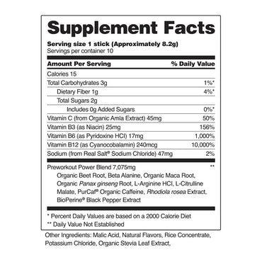 Snap Nitric Oxide Pre Workout with Organic Beet Root Powder for Circulation, 10 Ea