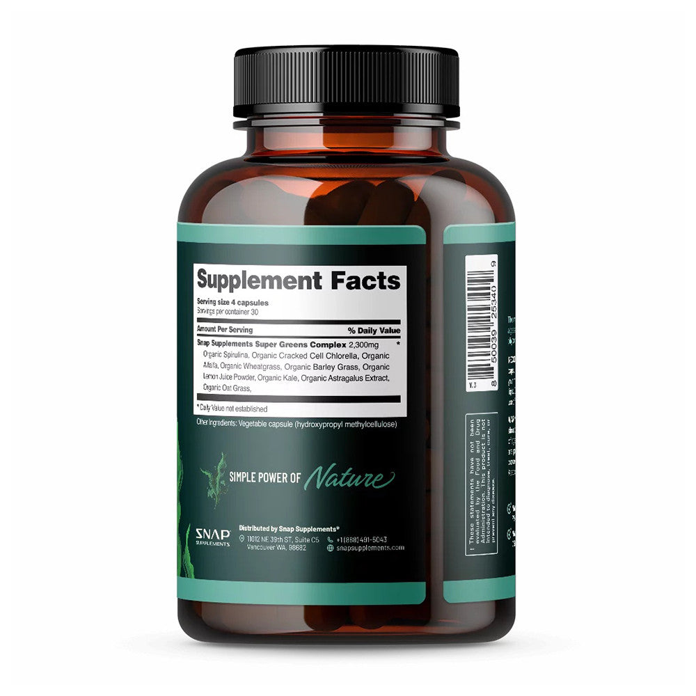 Snap Organic Spirulina Chlorella Capsules for Heart Support, 120 Ea