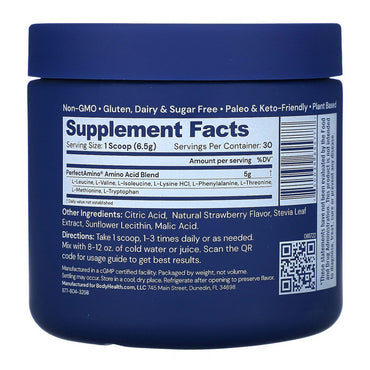 Body Health Perfect Amino Acids, Strawberry, 6.88 Oz
