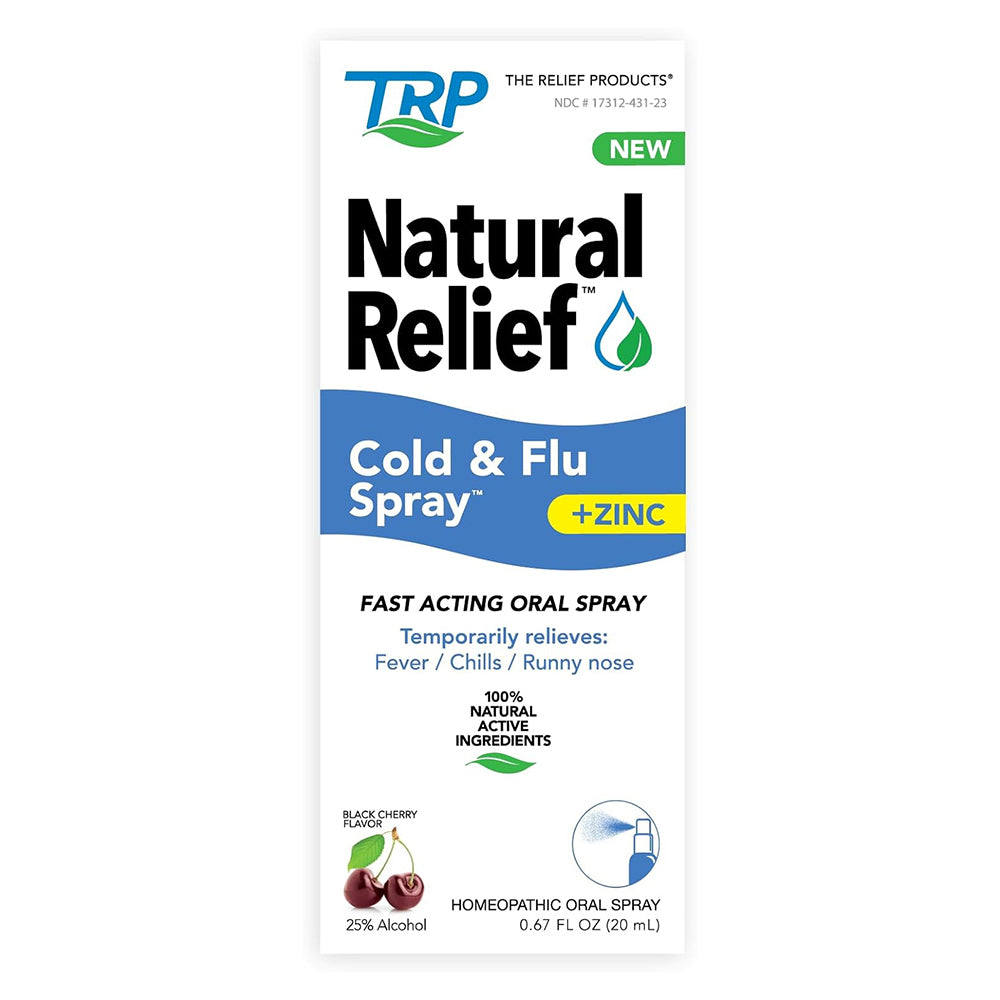 The Relief Products Cold and Flu Relief Fast Acting Oral Spray Black Cherry Flavor 0.67Oz (20ml)