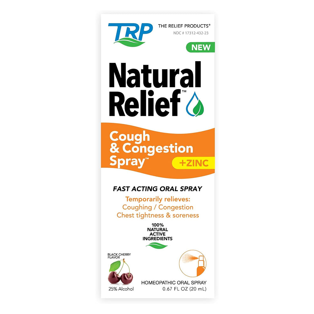 The Relief Products Cough and Congestion Relief Fast Acting Oral Spray Black Cherry Flavor 0.67Oz (20ml)